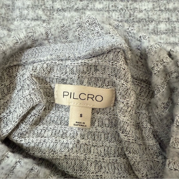 Anthropologie Pilcro Cropped Blouse S Grey Ribbed Mock Neck Drop Shoulder Ribbed - Picture 5 of 9